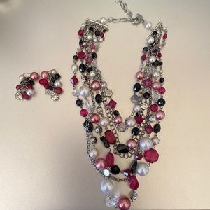 White House Black Market Pearl Necklace & Earrings